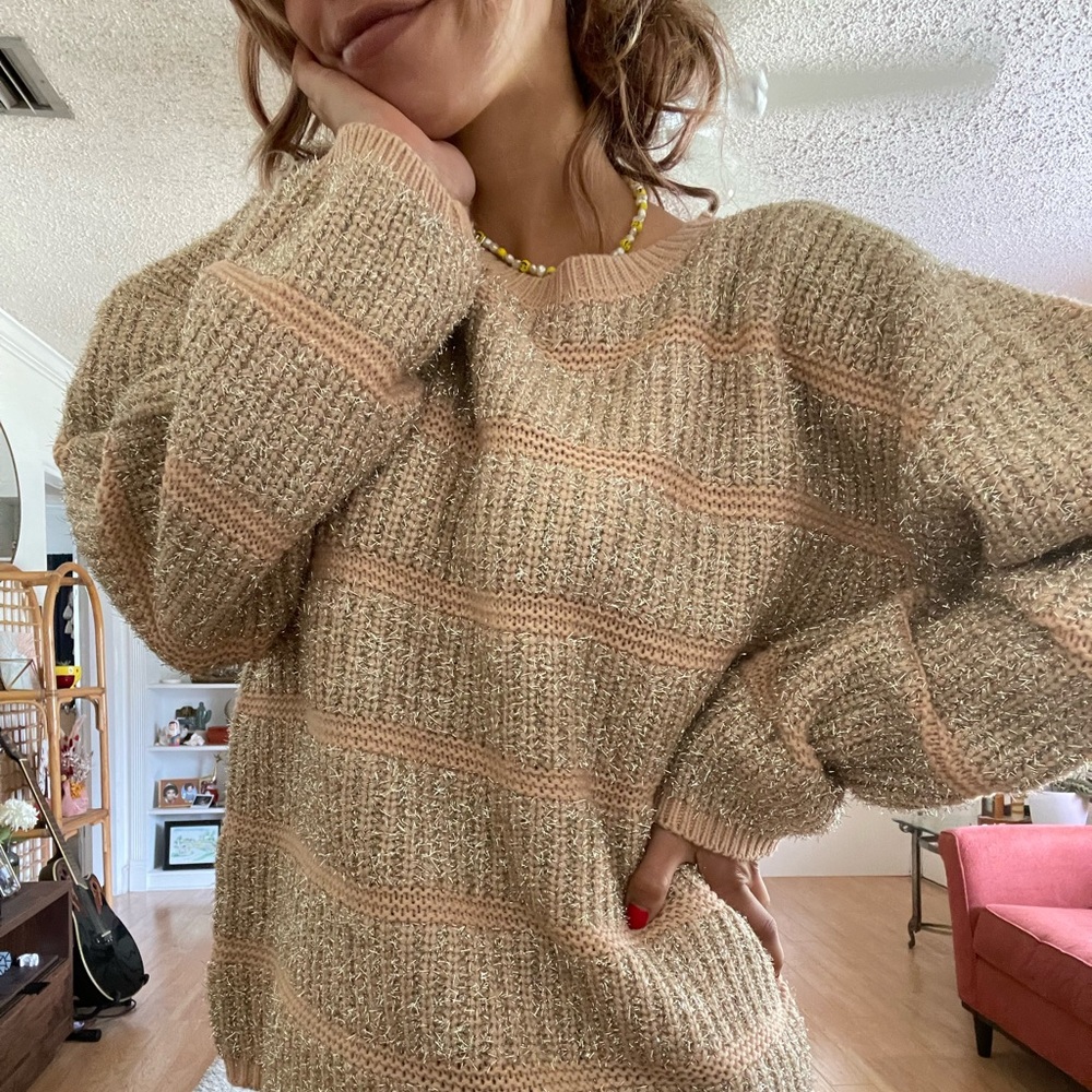 NWT Anthropologie Chunky Knit Tinsel Sweater